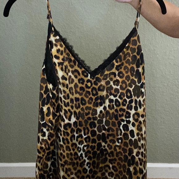 Leopard Print Lace Trim Cami - Picture 6 of 6